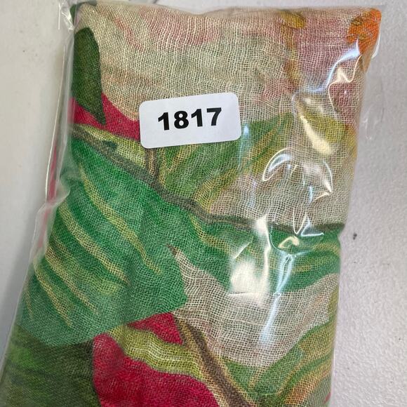 Powder 100% Linen Scarf  Shawl Tropical Floral Botanical print - Picture 7 of 8